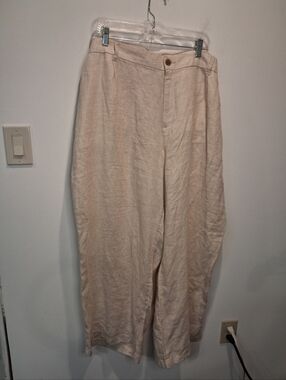 Lands End Size 26w 100% Linen Cream Colored Pants